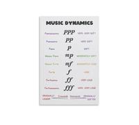 XGINERFEX Minimalist Music Poster, Dynamics and Note Values Guide, Clean Educational Art for Modern Classroom or Home Studio(Framed,08x12inch(20x30cm))