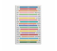 XGINERFEX Modern Typography Poster Yes and No in Different Languages Black White Canvas Print Wall-Art for Bedroom Living Room Home Decor(Framed,08x12inch(20x30cm))