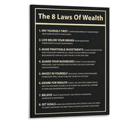 XGINERFEX Motivational Business Canvas Art 8 Laws of Wealth Print for Office Decor Entrepreneur Success Quote Investing Mindset Modern Wall-Art(Unframed,12x18inch(30x45cm))