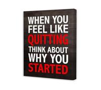 XGINERFEX Motivational Gym Wall-Art When You Feel Like Quitting Think About Why You Started Inspirational Quote Canvas Print for Home Office(Framed,08X12inch(20X30cm))