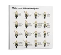 XGINERFEX Motorcycle Club Hand Signals Educational Poster Canvas Common Rider Gestures Chart Wall-Art for Workshop Man Cave Mechanic Garage(Framed,12x18inch(30x45cm))