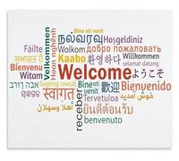XGINERFEX Multilingual Welcome Sign in Many Languages Educational Canvas Print for Living Room Wall Decor Gift Idea(Framed,12x18inch(30x45cm))
