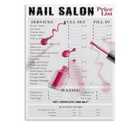 XGINERFEX Nail Salon List Poster Canvas Wall-Art Print for Nail Technician Studio Beauty Business Decor Modern Wall Decor(Framed,12x18inch(30x45cm))