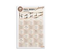 XGINERFEX No Equipment Workout Poster 30 Day Full Body Fitness Challenge Plan for Home Gym Motivational Wall-Art Exercise Chart Canvas Print Modern Home Decor(Framed,08X12inch(20X30cm))