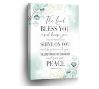 XGINERFEX Numbers 6:24-26 The Lord Bless You Bible Verse Canvas Print, Christian Wall-Art Gift, House Blessing Decor for Home, Office, Church (Framed,12x18inch(30x45cm))