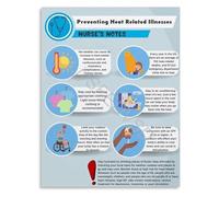 XGINERFEX Nurse Guide to Preventing Heat Related Illnesses Infographic Poster Healthcare Educational Wall-Art Print(Framed,12x18inch(30x45cm))