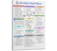XGINERFEX Nursing Values Poster Cheat Sheet Study Guide Canvas Wall-Art for School Exam Prep(Framed,12x18inch(30x45cm))
