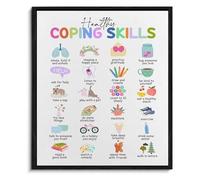 XGINERFEX Office Decor Mental Health Coping Skills Poster Wall-Art for School Counselor(Framed,12x18inch(30x45cm))