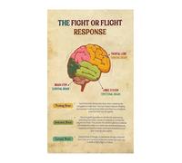 XGINERFEX Office Educational Poster - Neurobiology of Trauma Chart, Fight Flight Freeze Fawn Responses for Counselors & Students(Framed,08x12inch(20x30cm))