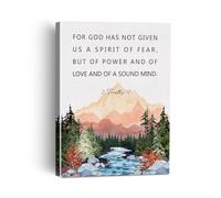 XGINERFEX Overcome Fear Scripture Art - 2 Timothy 1:7 Canvas Print, Framed Christian Wall Decor for Courage, Peace, and a Faith-Filled Home(Unframed,16x24inch(40x60cm))