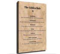 XGINERFEX Parchment The Golden Rule Vintage Canvas Print Inspirational Wall Decor for Living Room Bedroom(Framed,16x24inch(40x60cm))