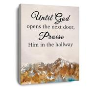 XGINERFEX Patience & Trust Quote Art, Until God Opens the Next Door Canvas, Faith-Based Decor for Living Room(Unframed,12x18inch(30x45cm))