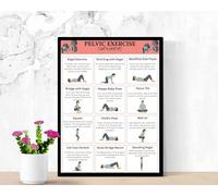 XGINERFEX Pelvic Floor Exercise Chart for Women Pelvic Muscle Health Guide Bladder Control and Postpartum Recovery Workout Reference Poster(Framed,08x12inch(20x30cm))