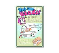 XGINERFEX Proper Hand Washing Guide Poster - Vibrant Cartoon Illustration for, Essential Sign for Preschool Classroom, Daycare Center, Pediatric Office (Framed,16x24inch(40x60cm))