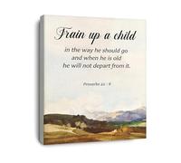 XGINERFEX Proverbs 22:6 Train Up A Child In The Way He Should Go Canvas Wall-Art Christian Scripture Print for Home(Framed,08x12inch(20x30cm))