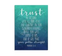 XGINERFEX Proverbs 3 5 6 Trust In The Lord Poster Vintage Bible Verse Wall-Art Print For Christian Home Living Room Bedroom Decor(Framed,16x24inch(40x60cm))