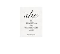 XGINERFEX Psalm 139:14 Canvas Print - She is Fearfully and Wonderfully Made Bible Verse, Christian Motivational Wall-Art for Home Decor & Gifts(Unframed,08x12inch(20x30cm))