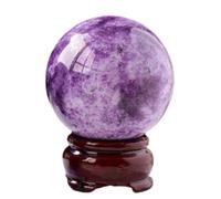 XGINERFEX Purple Crystal Ball Lepidolite with Wooden Stand Home Decoration Quartz Gemstone Sphere for Fengshui, Scrying,50mm Gemstone Stone