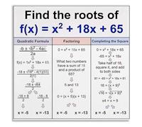 XGINERFEX Quadratic Equations Algebra Poster Complete Guide to the Formula Roots Discriminant Vertex Educational Math Wall Decor for School College Library Learning(Unframed,12x18inch(30x45cm))