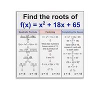 XGINERFEX Quadratic Formula Poster Algebra Math Classroom Decor Quadratic Equation Roots Discriminant Factoring Completing The Square Guide Wall-Art(Framed,16X24inch(40X60cm))