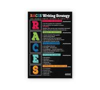 XGINERFEX Reading Comprehension & Writing Poster - R.A.C.E.S. Strategy Chart for Citing Evidence, Essential for Upper Elementary & Middle School ELA (Framed,16x24inch(40x60cm))