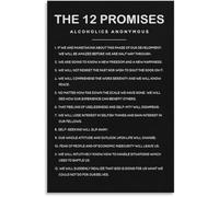 XGINERFEX Recovery Journey Promises Poster Motivational Wall-Art Canvas Print for Living Room Entryway(Framed,16x24inch(40x60cm))