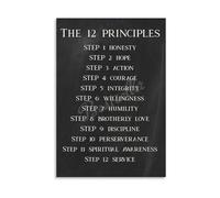 XGINERFEX Recovery Principles, 12 Steps of Alcoholics Anonymous, Addiction Recovery Wall-Art for Sobriety Gift, Support Group, Home & Office Decor(Framed,16x24inch(40x60cm))