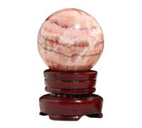 XGINERFEX Red Meat Stone Crystal Ball with Stand - Gemstones Crafts Sphere,Hand Carved Ornaments,Feng Shui Decoration Gifts,4.5~5cm Gemstone Stone