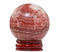 XGINERFEX Red Rhodochrosite Quartz Crystal Ball with Wood Stand Crystals Sphere for Feng Shui Decorative Divination,70-80mm Gemstone Stone