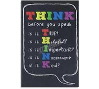 XGINERFEX Respectful Communication Poster THINK Before You Speak SEL Classroom Rules Canvas Painting Wall-Art(Unframed,08x12inch(20x30cm))