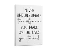 XGINERFEX Retirement Wall-Art Never Underestimate The Difference You Made Meaningful Farewell Gift for Colleague Boss Canvas Print Office Decor(Framed,08X12inch(20X30cm))