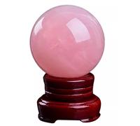 XGINERFEX Rose Quartz Magic Crystal Ball with Stand for Home Decor Divination Witchcraft Fortune Telling Precious Gifts for Family and Friends,80mm Gemstone Stone