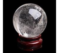 XGINERFEX Round Rock Quartz Crystal Ball Gemstone Figurine with Stone Stand, Polished Divination Sphere for Yoga Feng Shui Home Decor,62~65mm Gemstone Stone