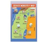 XGINERFEX 's Bible Map - Follow Jesus' Journey Through Galilee, Samaria & Judea, Educational Christian Wall-Art for Sunday School Classroom & Nursery Decor(Framed,08x12inch(20x30cm))
