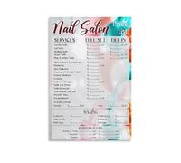 XGINERFEX Salon Menu Poster Nail and Beauty Services List Canvas Wall-Art for Waiting Area(Framed,12x18inch(30x45cm))