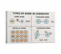 XGINERFEX Science Classroom Decor Chemical Bonds Poster Covalent Hydrogen Bonding Chart Educational Wall-Art(Framed,12x18inch(30x45cm))