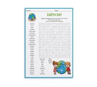 XGINERFEX Science Classroom Decor Environmental Awareness Word Search Poster Earth Day Vocabulary Game Educational Wall-Art for Homeschool(Framed,12x18inch(30x45cm))