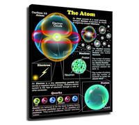 XGINERFEX Science Education Poster Atomic Structure Diagram The Atom Canvas Wall-Art for Classroom Library Bedroom(Framed,16x24inch(40x60cm))