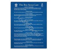 XGINERFEX Scout Principles Educational Poster Oath Law Canvas Print Wall-Art for Living Room Bedroom(Framed,12x18inch(30x45cm))