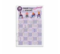 XGINERFEX Senior Fitness Poster, 30 Day Chair Yoga Routine, Step-by-Step Wall-Art for Home Gym, Wellness Space, Gift for Parents & Grandparents(Unframed,12x18inch(30x45cm))