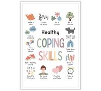 XGINERFEX Social Emotional Learning SEL Poster, Mental Health Coping Skills Chart for Emotional Regulation and Calming Strategies(Unframed,12x18inch(30x45cm))
