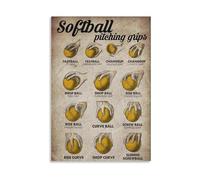 XGINERFEX Softball and Baseball Pitching Guide Mechanics Grips Fastball Curveball Changeup Techniques Training Room Poster(Framed,08x12inch(20x30cm))