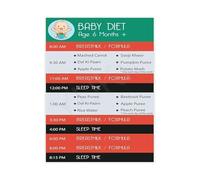 XGINERFEX Solid Food Introduction Poster Babys First Foods and Weaning Diet Guide Canvas Wall-Art Educational Nursery Kitchen Decor(Unframed,08x12inch(20x30cm))