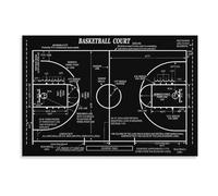 XGINERFEX Sports Fan Gift: Basketball Court Blueprint Poster - Technical Diagram Wall-Art for Man Cave, Game Room, Office, Basketball Lovers(Unframed,08X12inch(20X30cm))