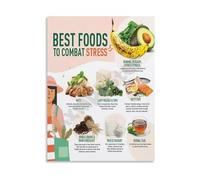 XGINERFEX Stress Fighting Foods Poster Healthy Eating Guide Canvas Wall-Art for Home Office Decor(Framed,12x18inch(30x45cm))