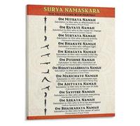XGINERFEX Sun Salutation Poster Surya Namaskar 12 Step Sequence Chart Yoga Flow Guide Wall-Art for Home Studio(Framed,08x12inch(20x30cm))