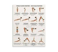XGINERFEX Sun Salutation Sequence Poster Yoga Asana Chart Beginner Practice Guide Canvas Print Wall-Art for Home Studio Bedroom Office Decor(Unframed,16x24inch(40x60cm))