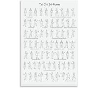 XGINERFEX Tai Chi 42 Form Practice Chart - Gentle Movement Guide for Beginners, Soothing & Artistic Wall Decor for Living Room, Bedroom, or Office(Framed,12x18inch(30x45cm))