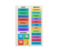 XGINERFEX Teacher's Classroom Calendar Set - Months of the Year and Days of the Week Poster with Today/Tomorrow/Yesterday for Circle Time & Morning Meeting(Unframed,12x18inch(30x45cm))