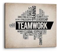 XGINERFEX Teamwork Gifts Wall-Art Teamwork Motivational Sayings Minimalist Team Work Inspirational Quotes Print Canvas Painting for Home Office Decor(Framed,16x24inch(40x60cm))